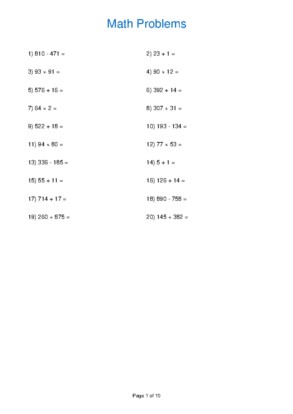 Math 100 PSet 17: Series Convergence and Comparison Techniques - Studocu
