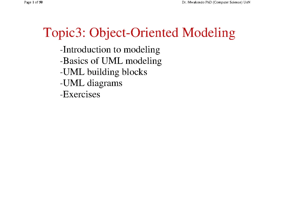 Topic 5: Structural Modeling Notes for CSE4201 - Object-Oriented ...