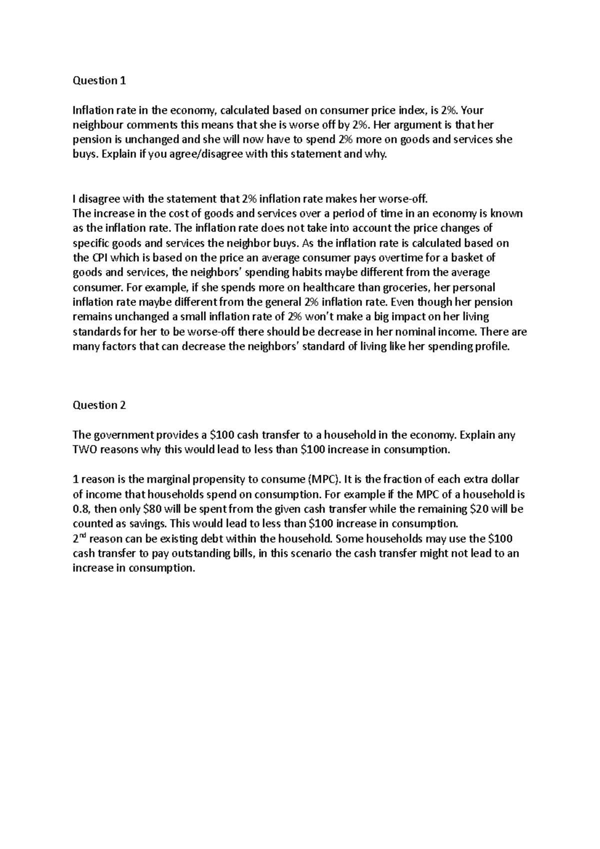 ECO 101: Inflation Impact Analysis Assignment Response - Studocu