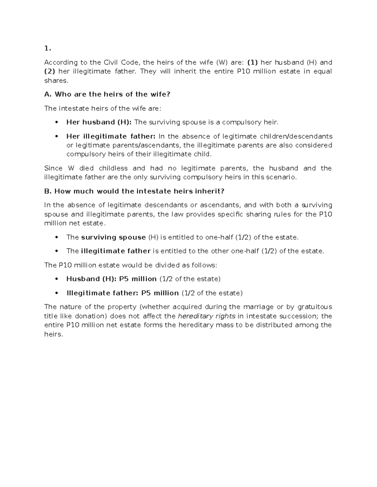 Activity on Succession Law (CIVIL CODE) - Heirs and Inheritance ...
