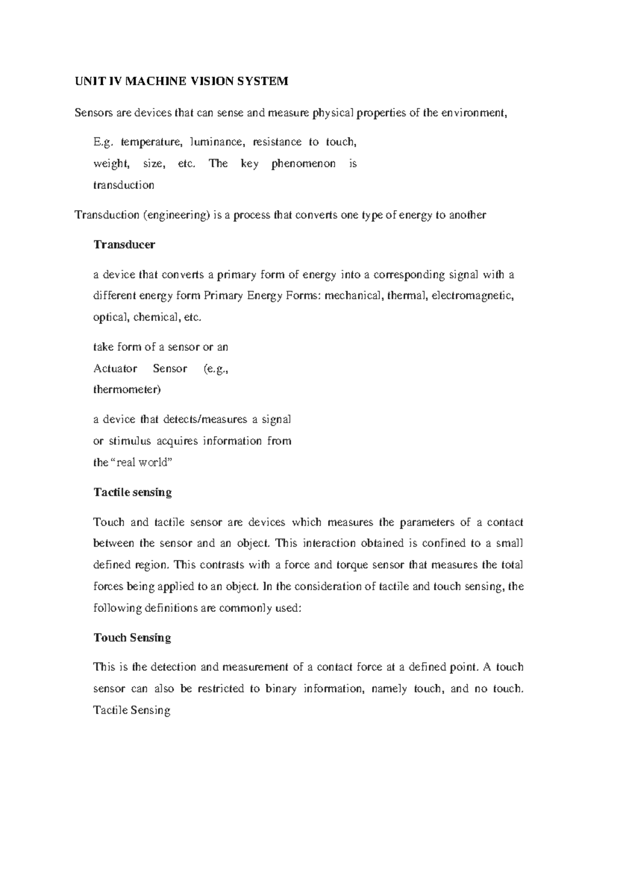 Machine Vision Systems: Detailed Overview and Applications Notes - Studocu