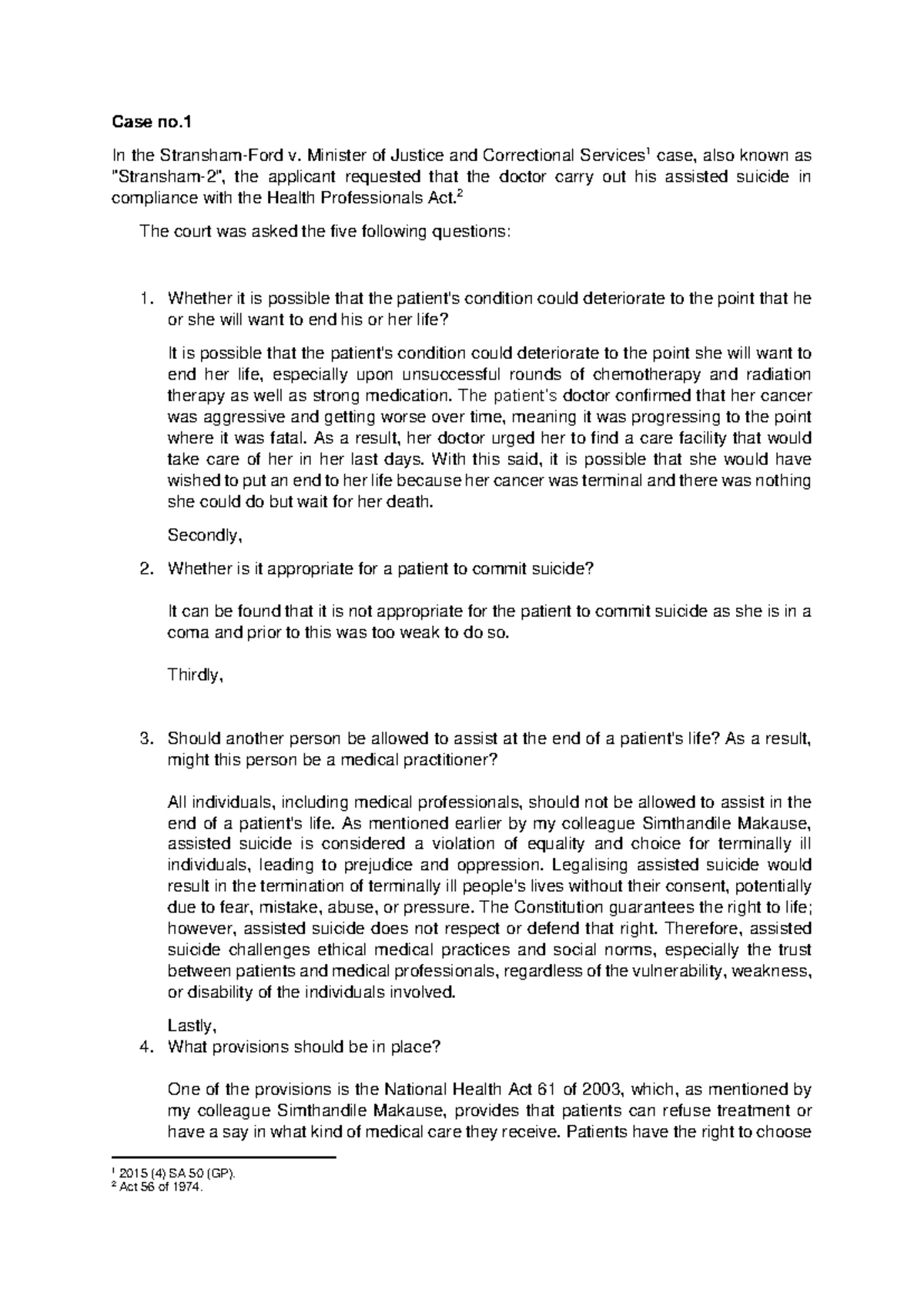 XBLAW5119 Task 3 Resubmission: Founding Affidavit Analysis - Studocu