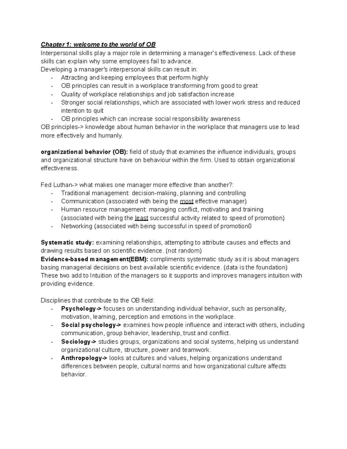Chapter 1: Introduction to Organizational Behavior (OB) and ...