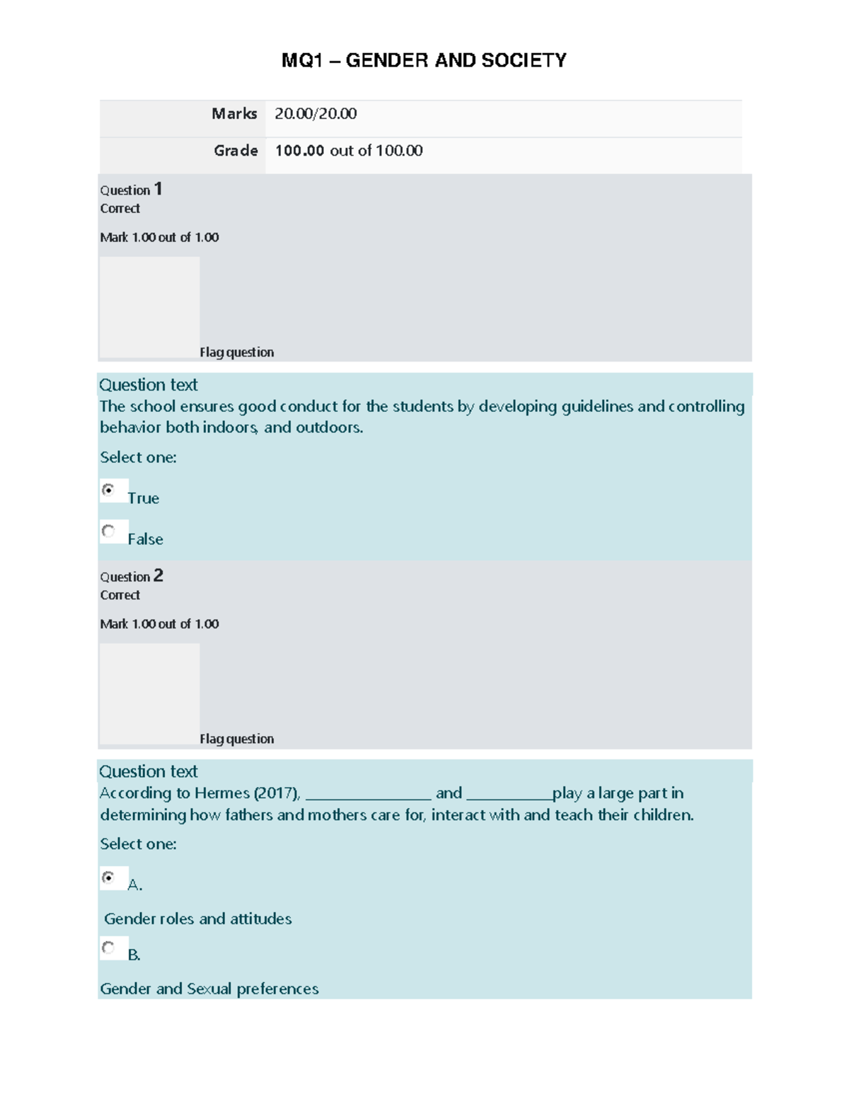 MIDTERM QUIZ #1: GENDER AND SOCIETY OVERVIEW AND KEY CONCEPTS - Studocu