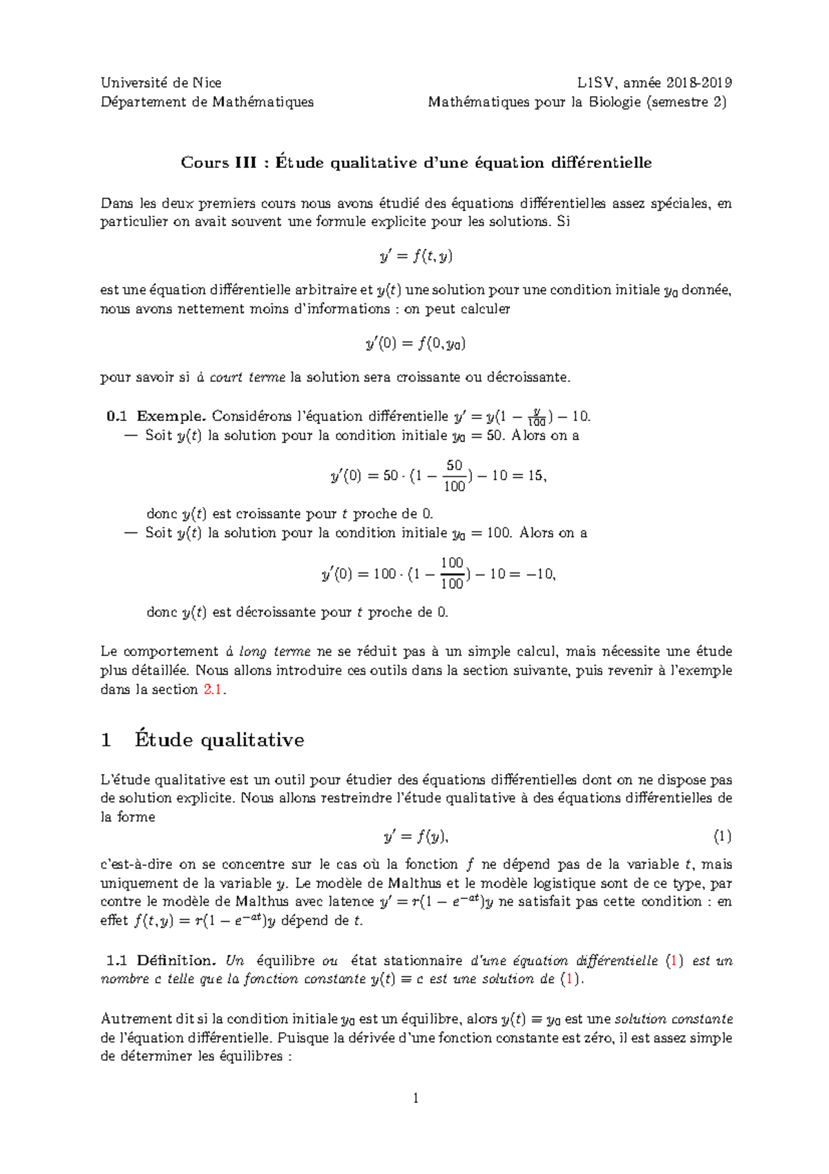 Cours equa diff 3 - Universit ́e de Nice L1SV, ann ́ee 2018- D ...