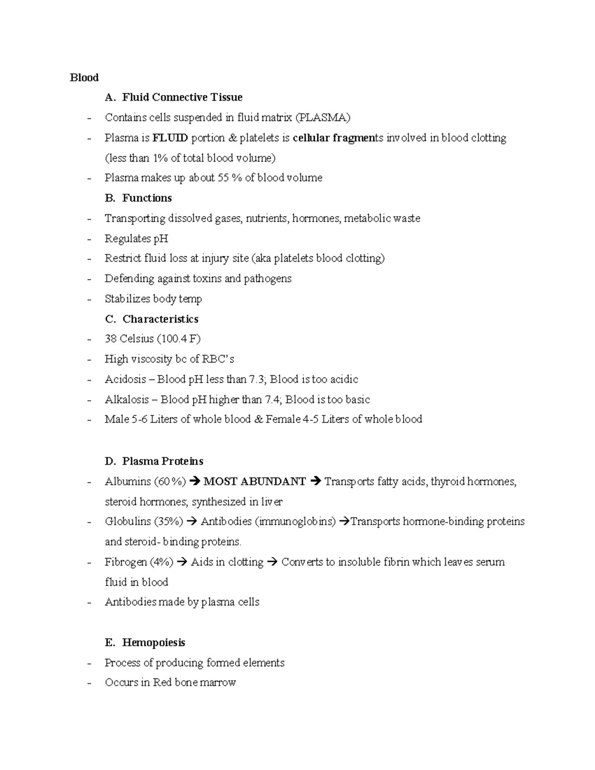 Anatomy 2 Study Guide: Blood and Heart Overview - Studocu