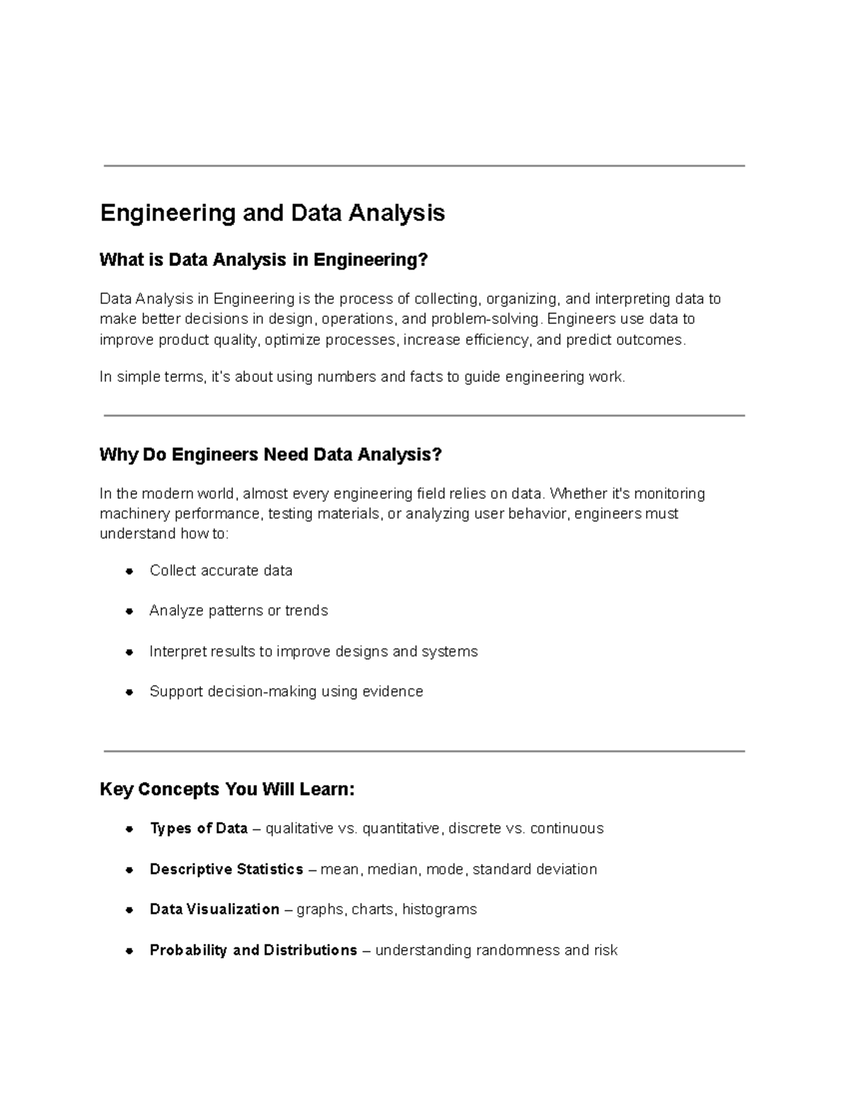 ENGR 101: Data Analysis in Engineering - Concepts and Applications ...
