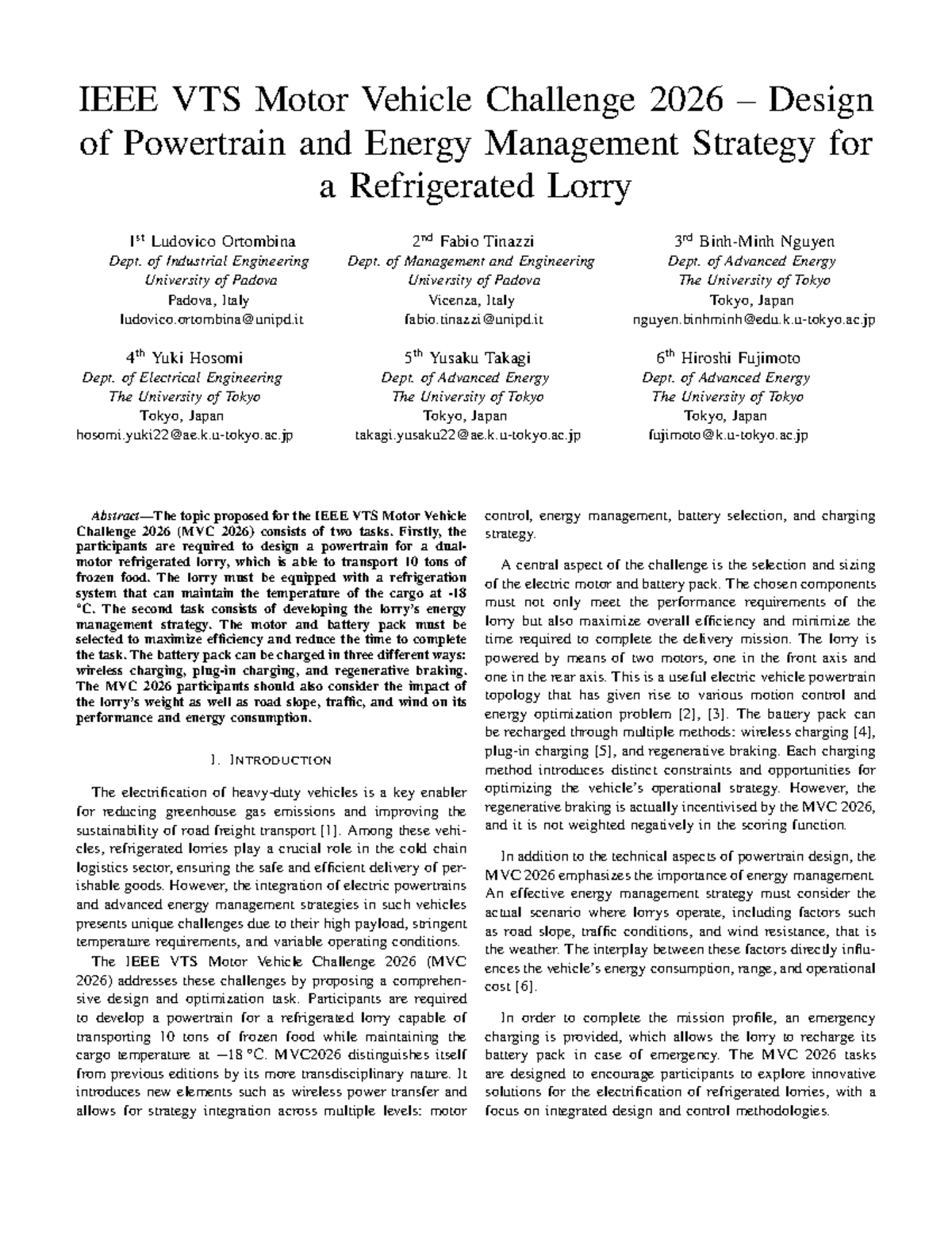 MVC 2026: Powertrain & Energy Management for Refrigerated Lorry Design ...