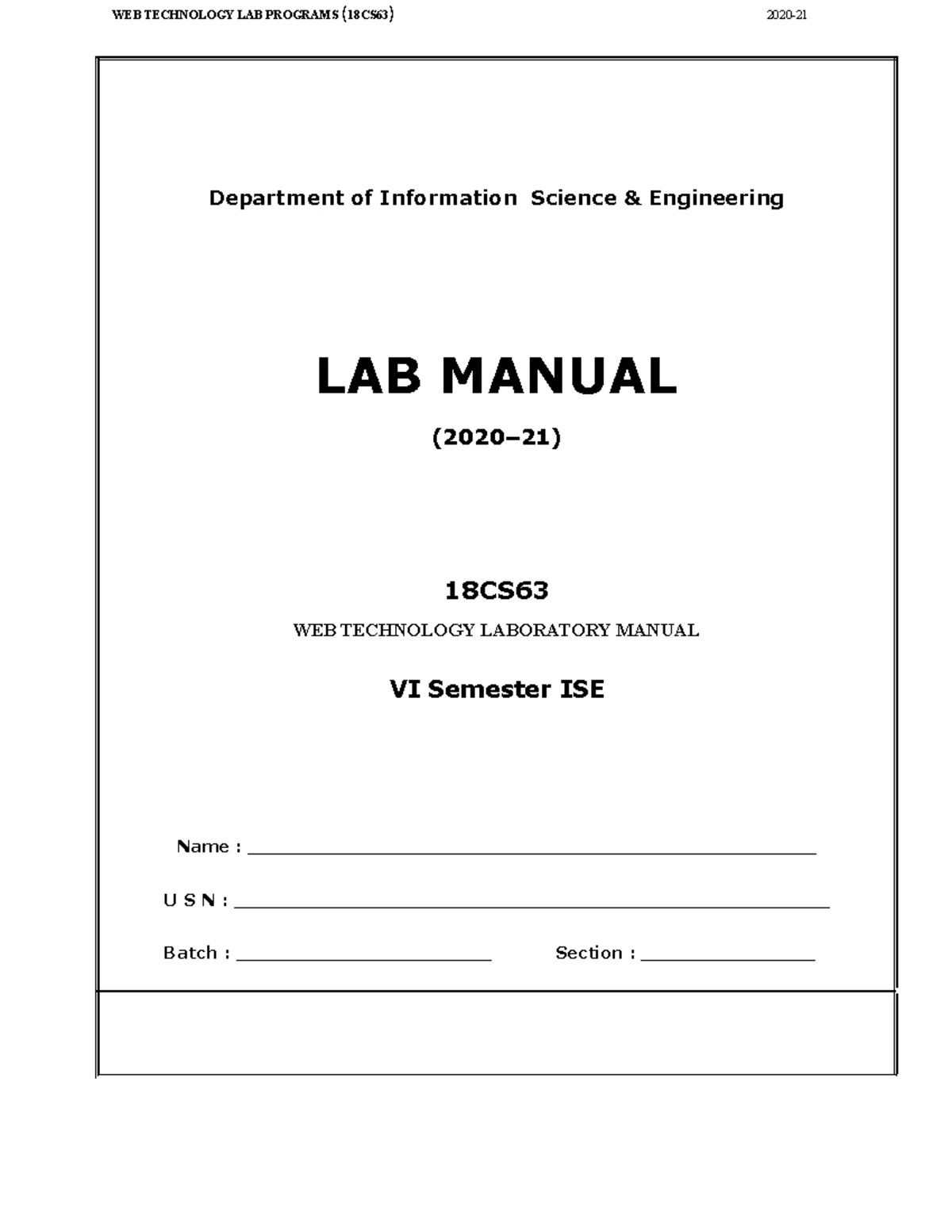 BCSL504 Lab Manual: HTML and CSS Projects for 5th Semester - Studocu