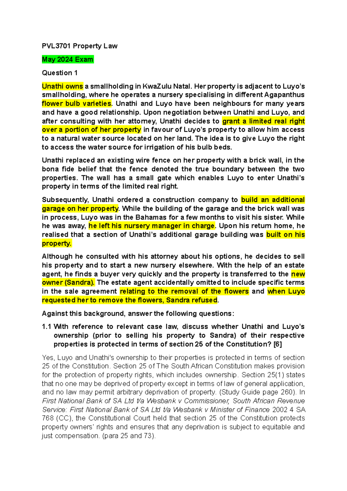 PVL3701 Property Law Exam Prep: Key Concepts and Case Analysis for Oct ...