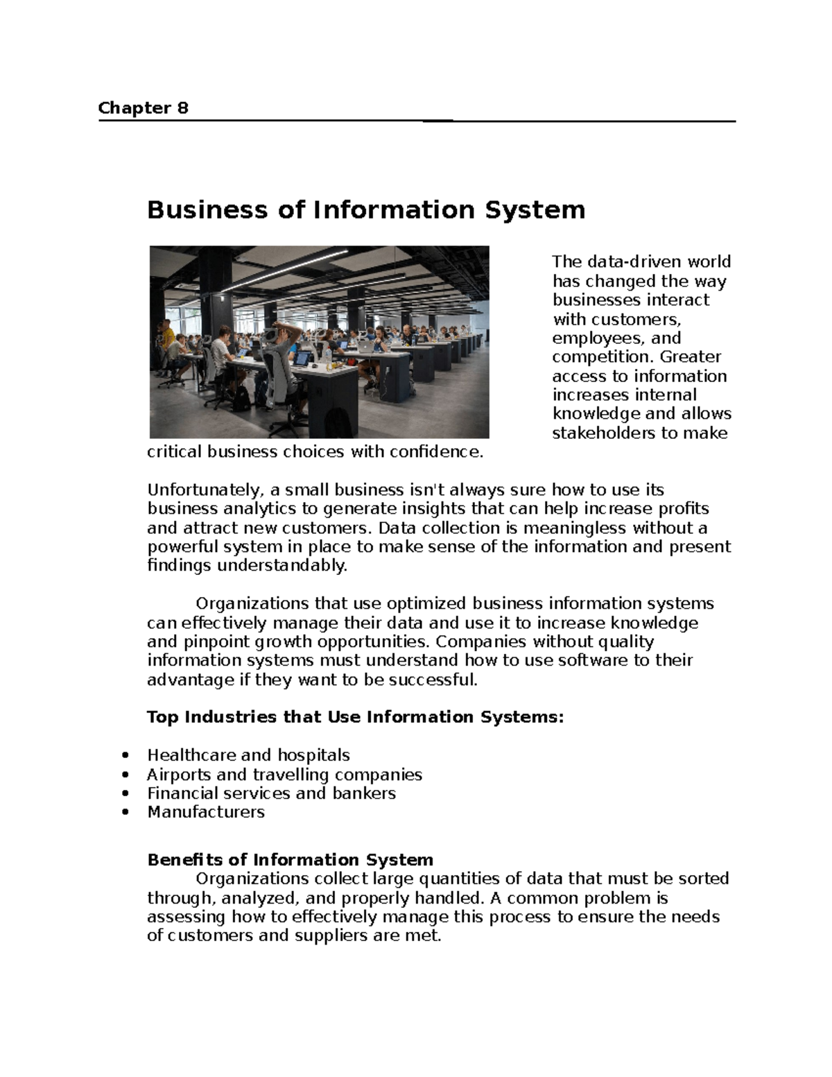 Chapter 8: The Business of Information Systems and Their Impact - Studocu