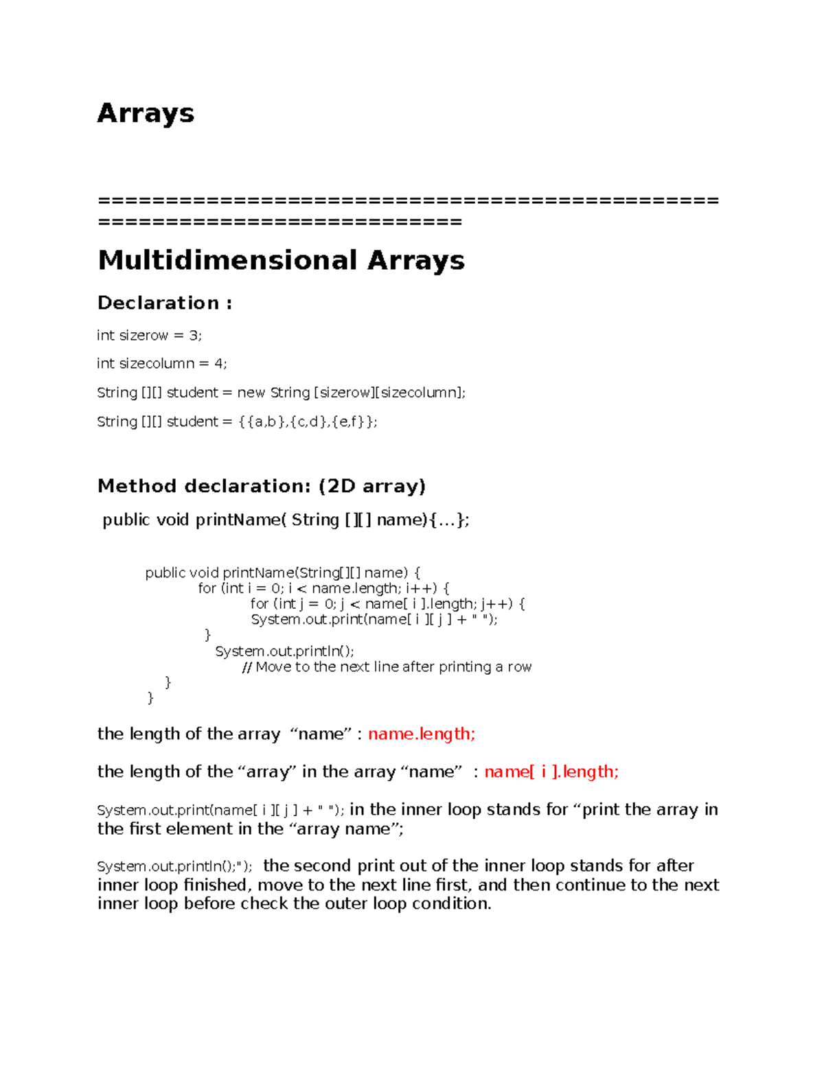 Java Arrays and Classes: Week 1-5 Review Notes for CS101 - Studocu