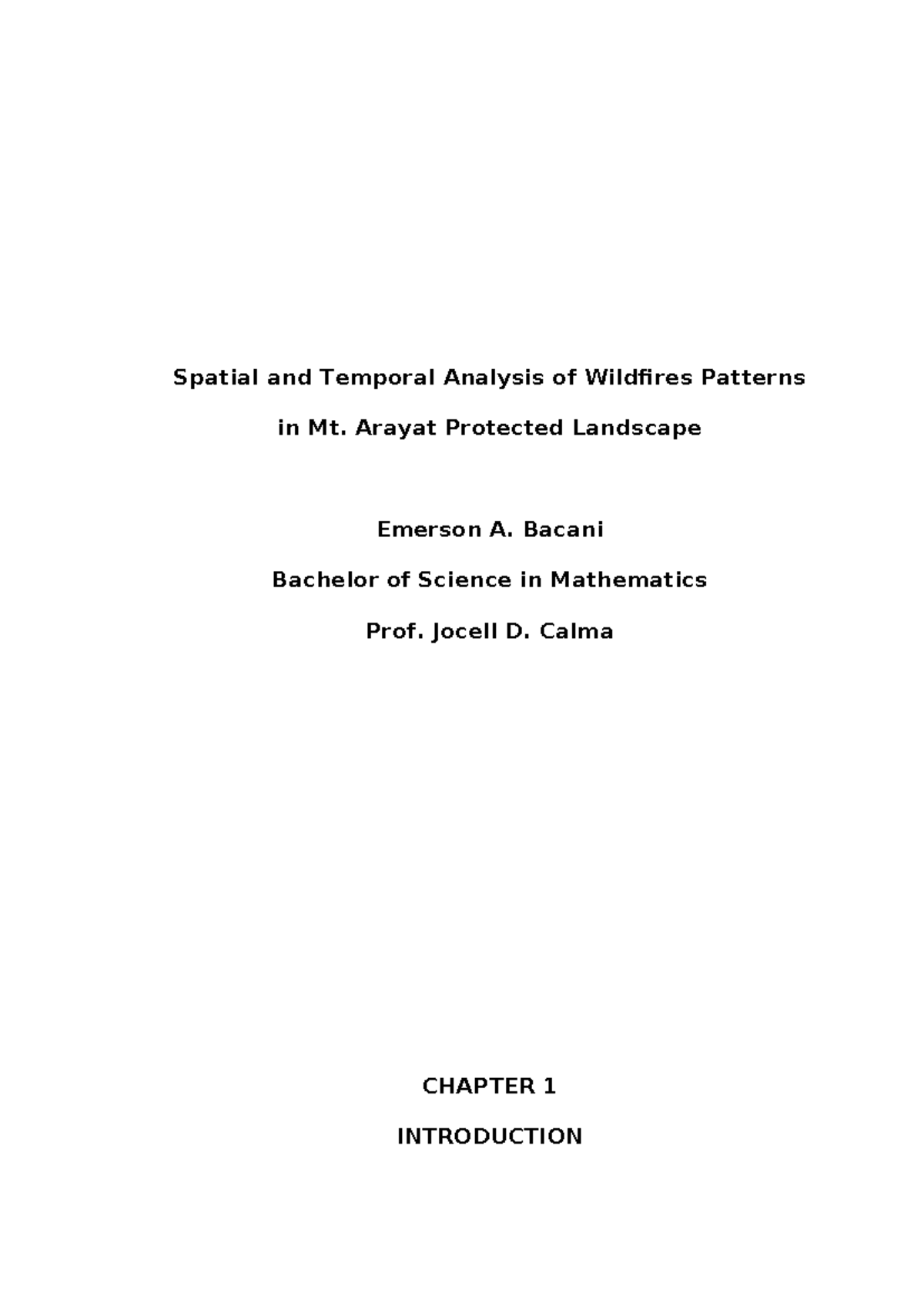 Spatial and Temporal Analysis of Wildfire Patterns in MAPL: Thesis ...