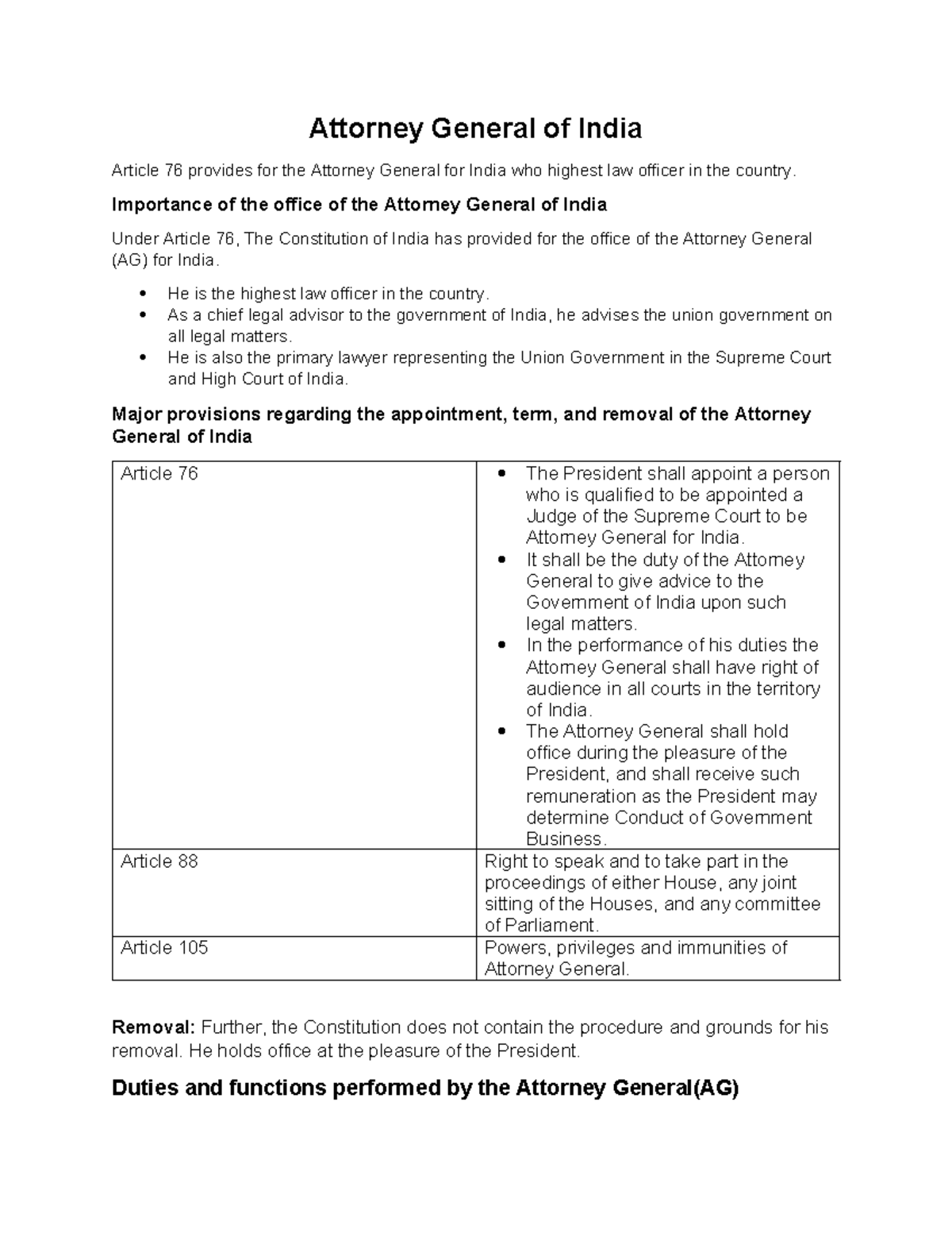 AG of India: Role, Duties, Rights & Key Provisions Under Article 76 ...
