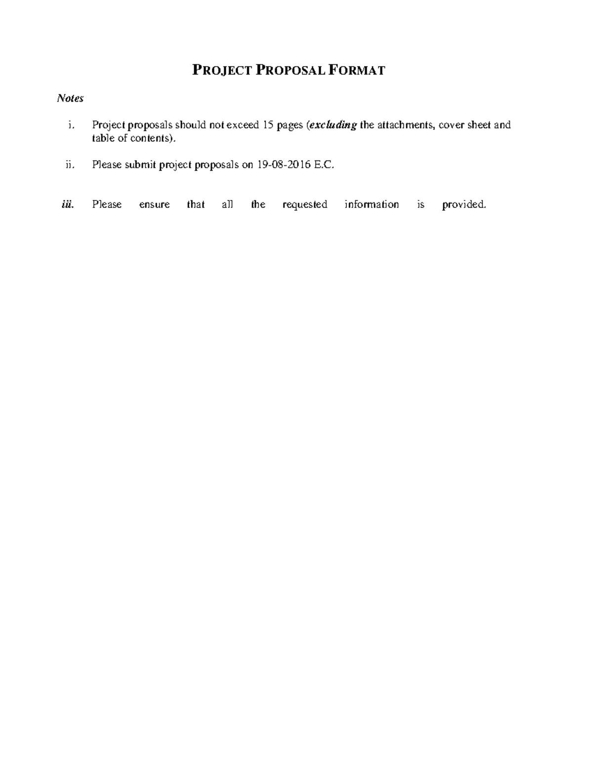 Project proposal guideline - PROJECT PROPOSAL FORMAT Notes i. Project ...