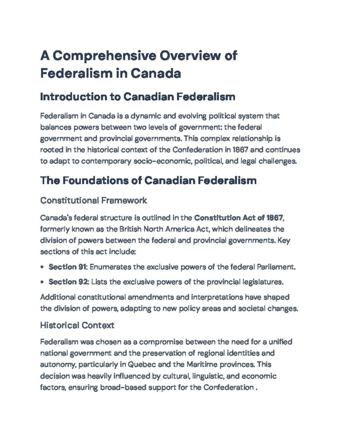Federalism in Canada: Challenges & Dynamics Overview (POL 101) - Studocu
