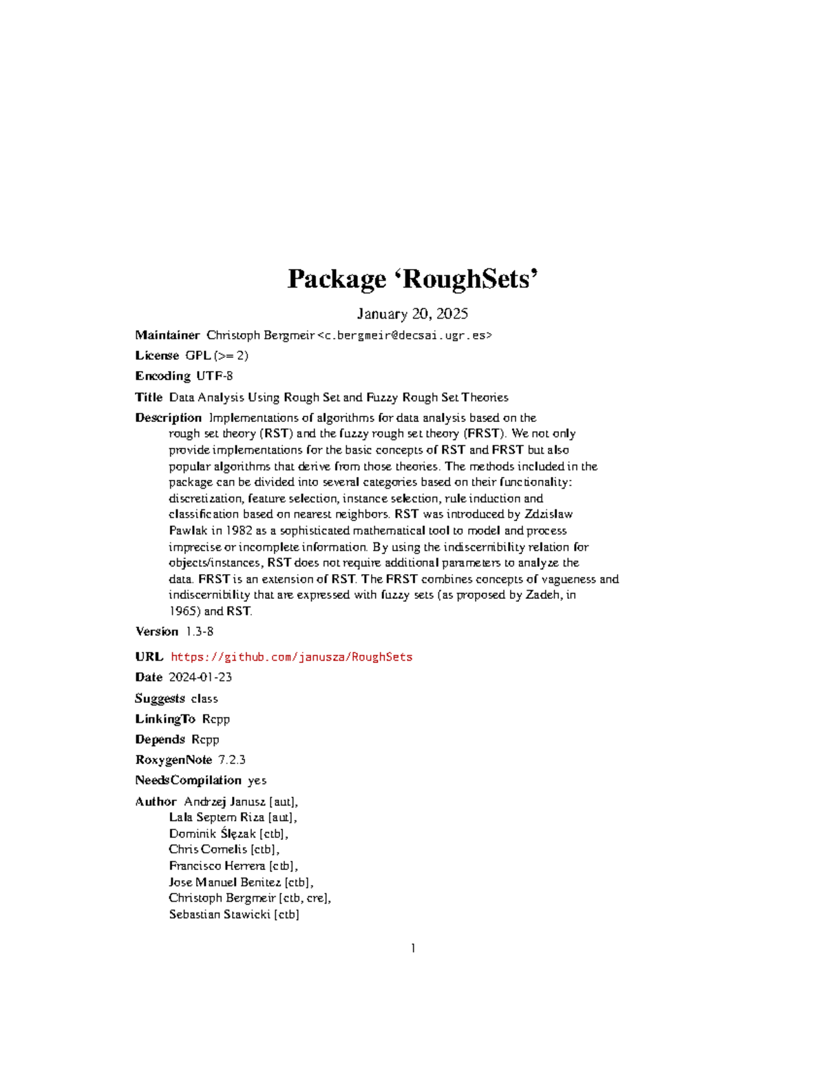 Data Analysis Using Rough Set and Fuzzy Rough Set Theories (RST/FRST ...