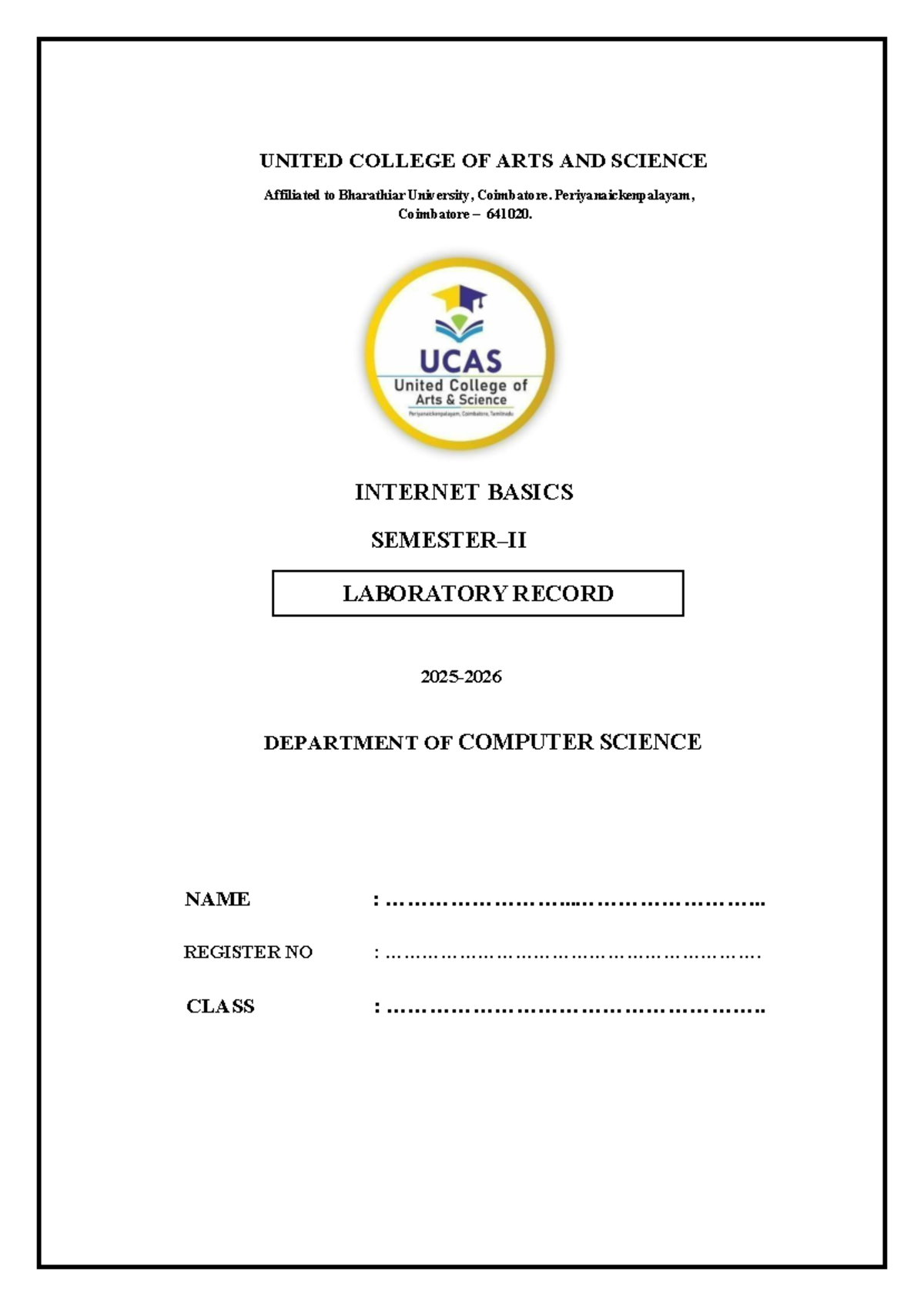 CSDA Internet Basics Lab Record - B.Sc. Computer Science - Studocu
