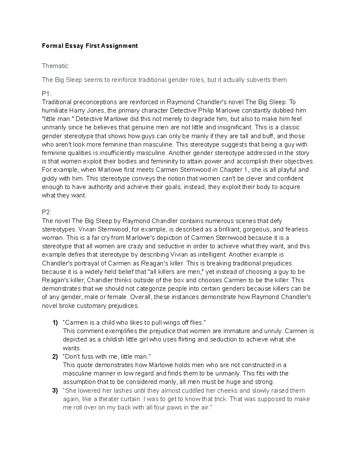 Formal Essay First Assignment - Formal Essay First Assignment Thematic ...
