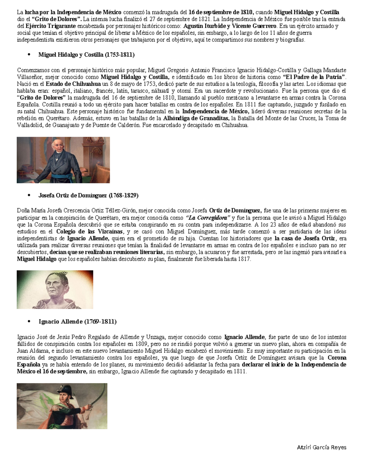La Independencia de México: Personajes Clave y Eventos (HIST 101) - Studocu