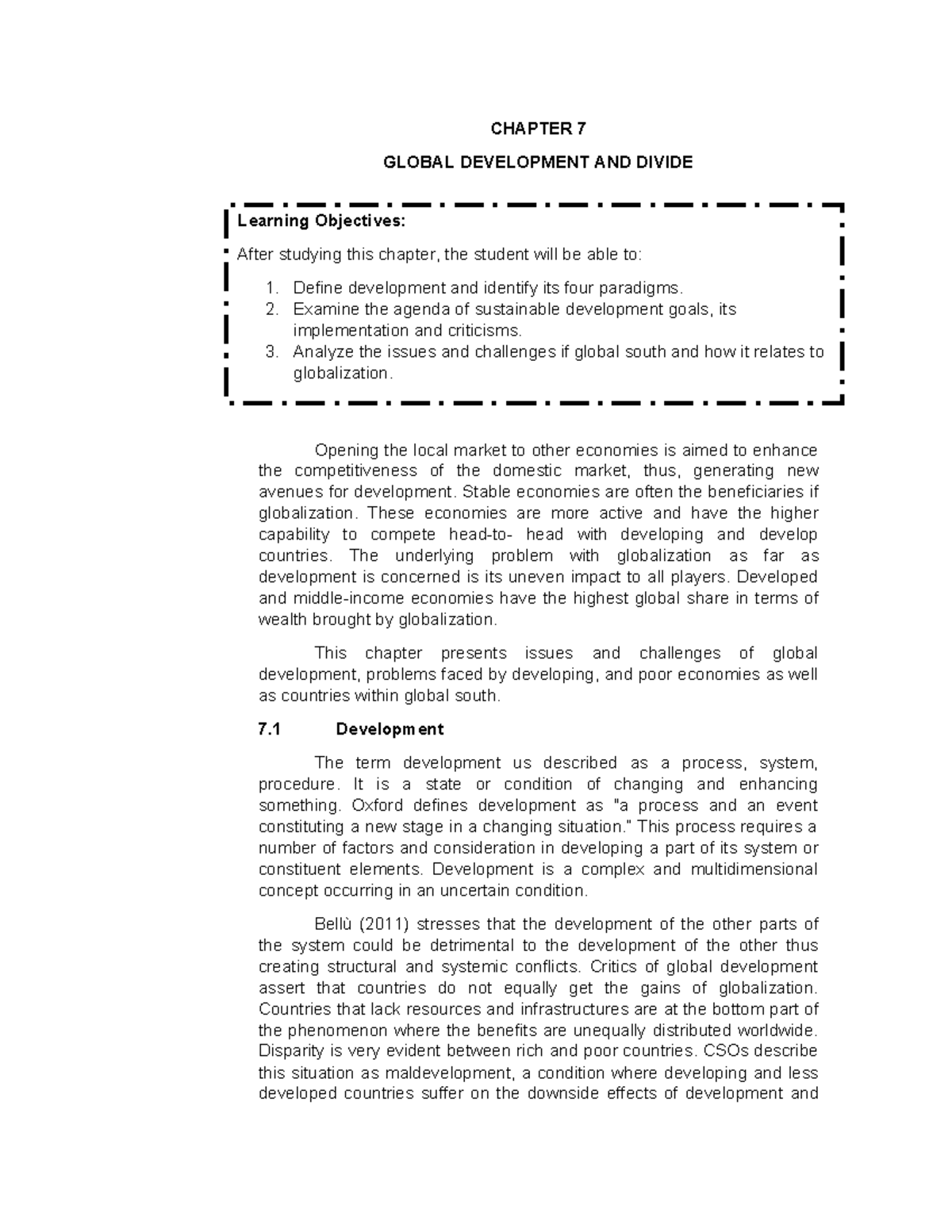 Module 7 Global Development And Divide Key Concepts And Issues Studocu