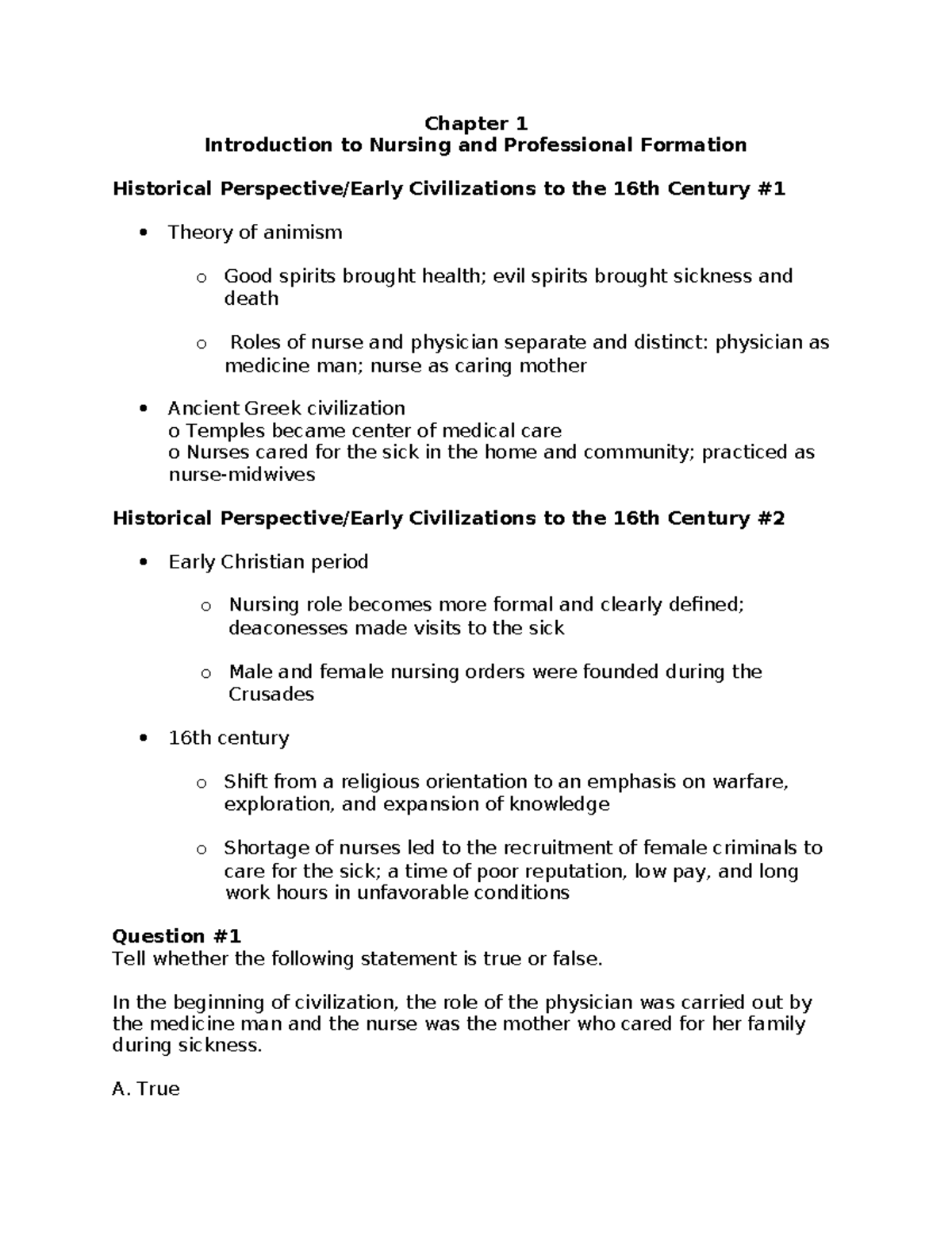 Ch 1 Funda. Nursing History & Professional Formation Study Guide - Studocu