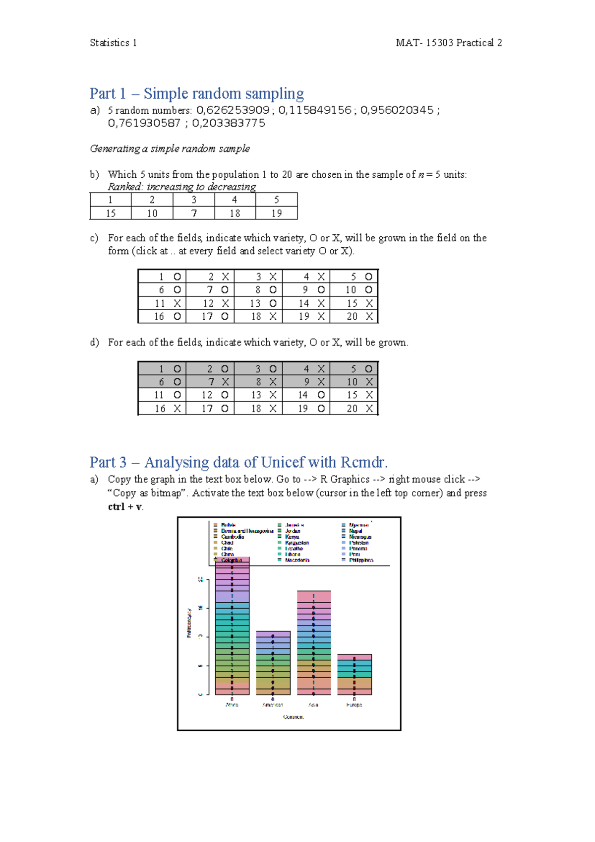 Statistics 1 MAT-15303 Practical 2: Simple Random Sampling & Data ...