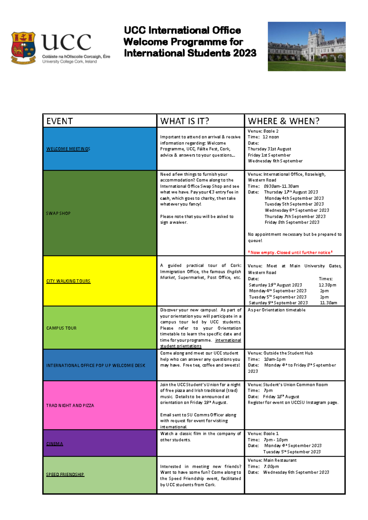 Welcome Programme Autumn 20237 - Welcome Programme for International ...