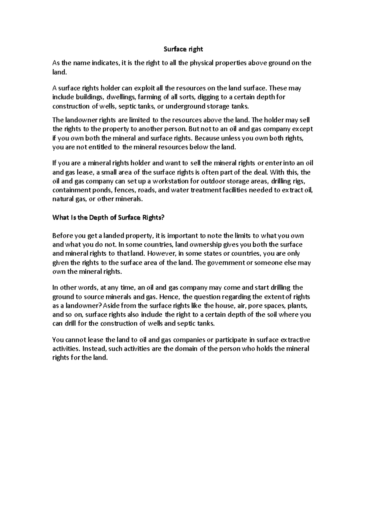 Surface right - test - Surface right As the name indicates, it is the ...