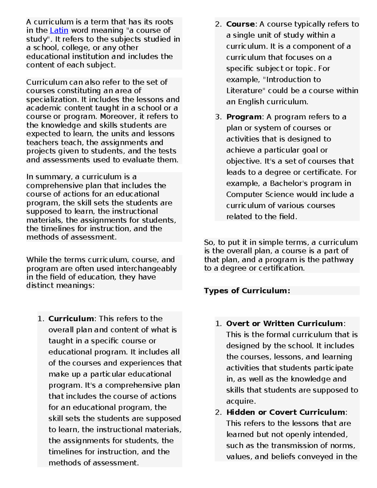 Understanding Curriculum: Definitions, Types, and Components - Studocu