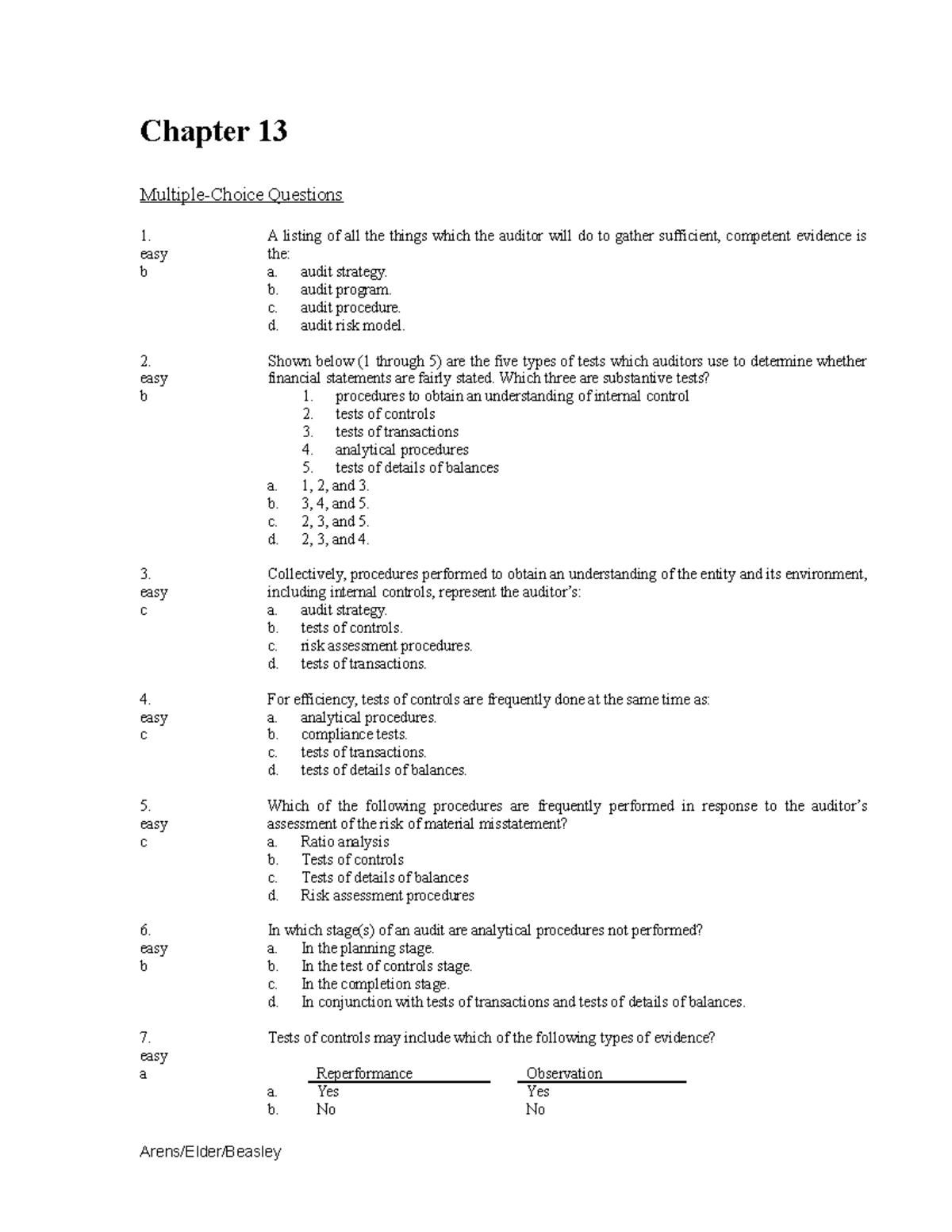 Chapter 13 - Audit Evidence and Control Testing Study Guide - Studocu