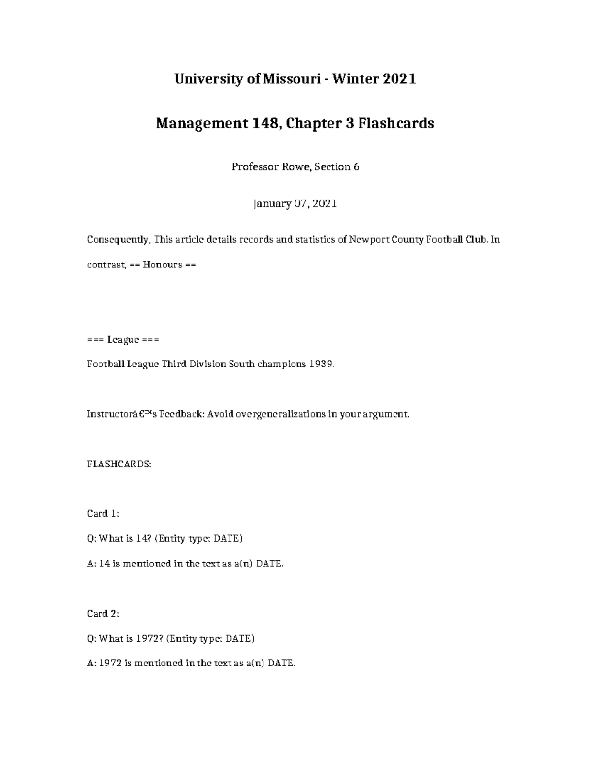 Management 148 Winter 2021 Chapter 8 Test Review - Studocu