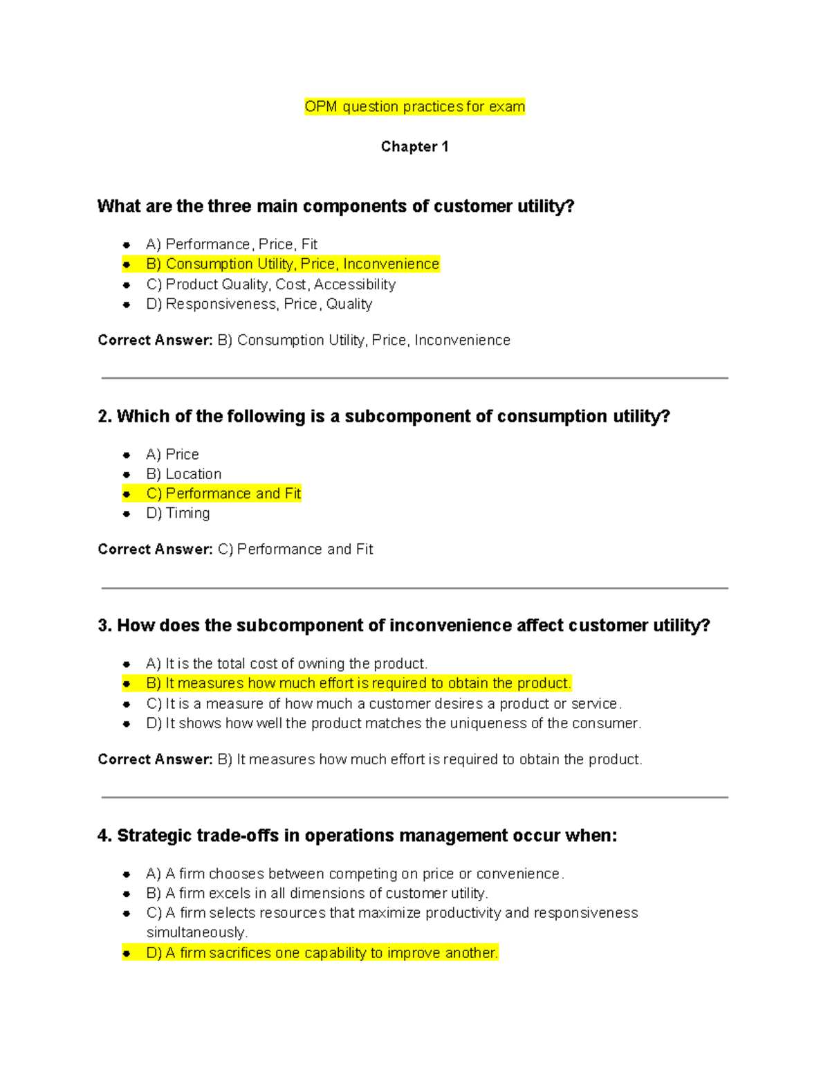 OPM Practice questions - OPM question practices for exam Chapter 1 What ...