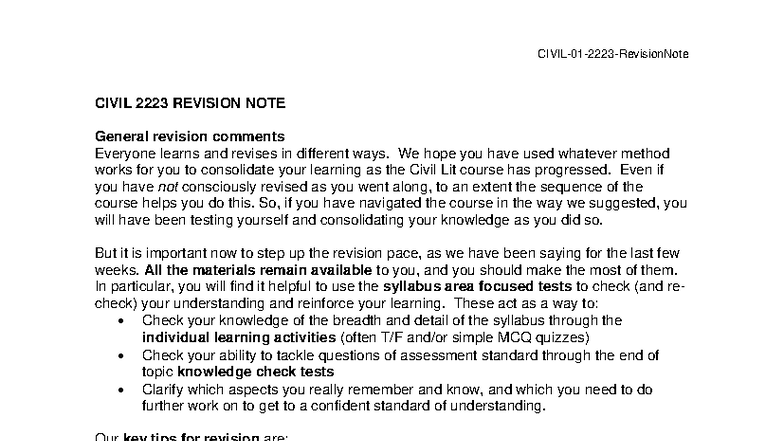 Civil revision notes - CIVIL- 01 - 2223 - RevisionNote Page 1 of 2 ...
