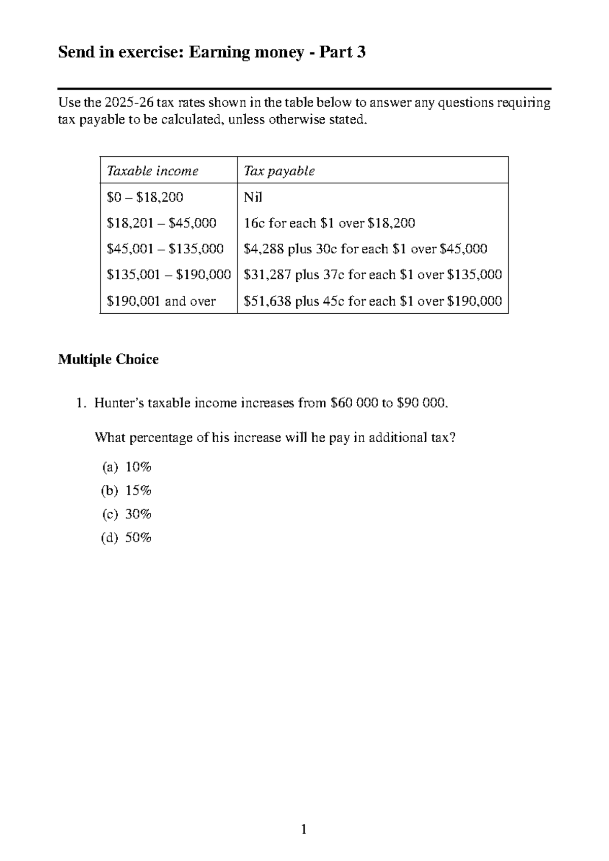 3.4 EM Tax Calculation Exercise: Earning Money Part 3 - Studocu