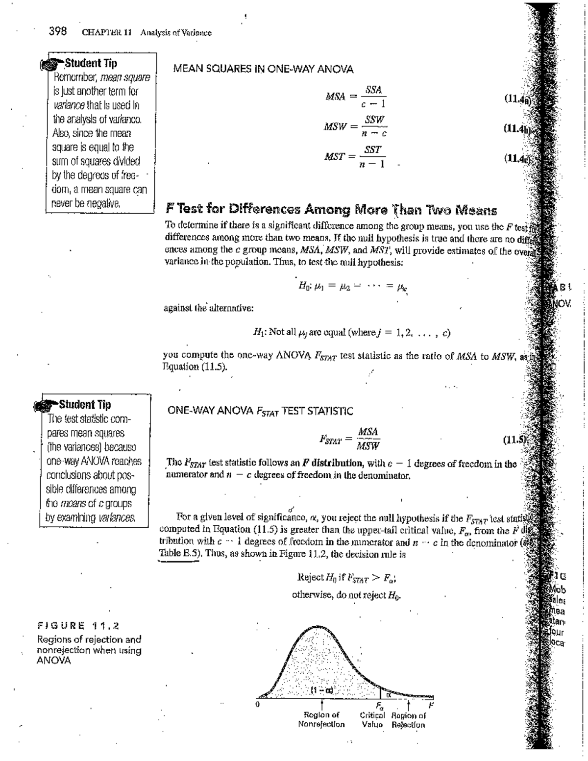 11 - notes - 398 CHAPTER 11 Analysis of Variance Student Tip MEAN ...