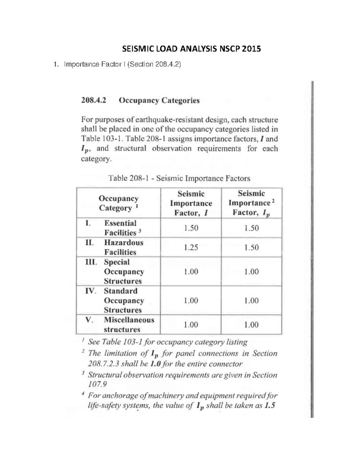 Seismic LOAD Analysis NSCP 2015 - Civil Engineering - SEISMIC LOAD ...