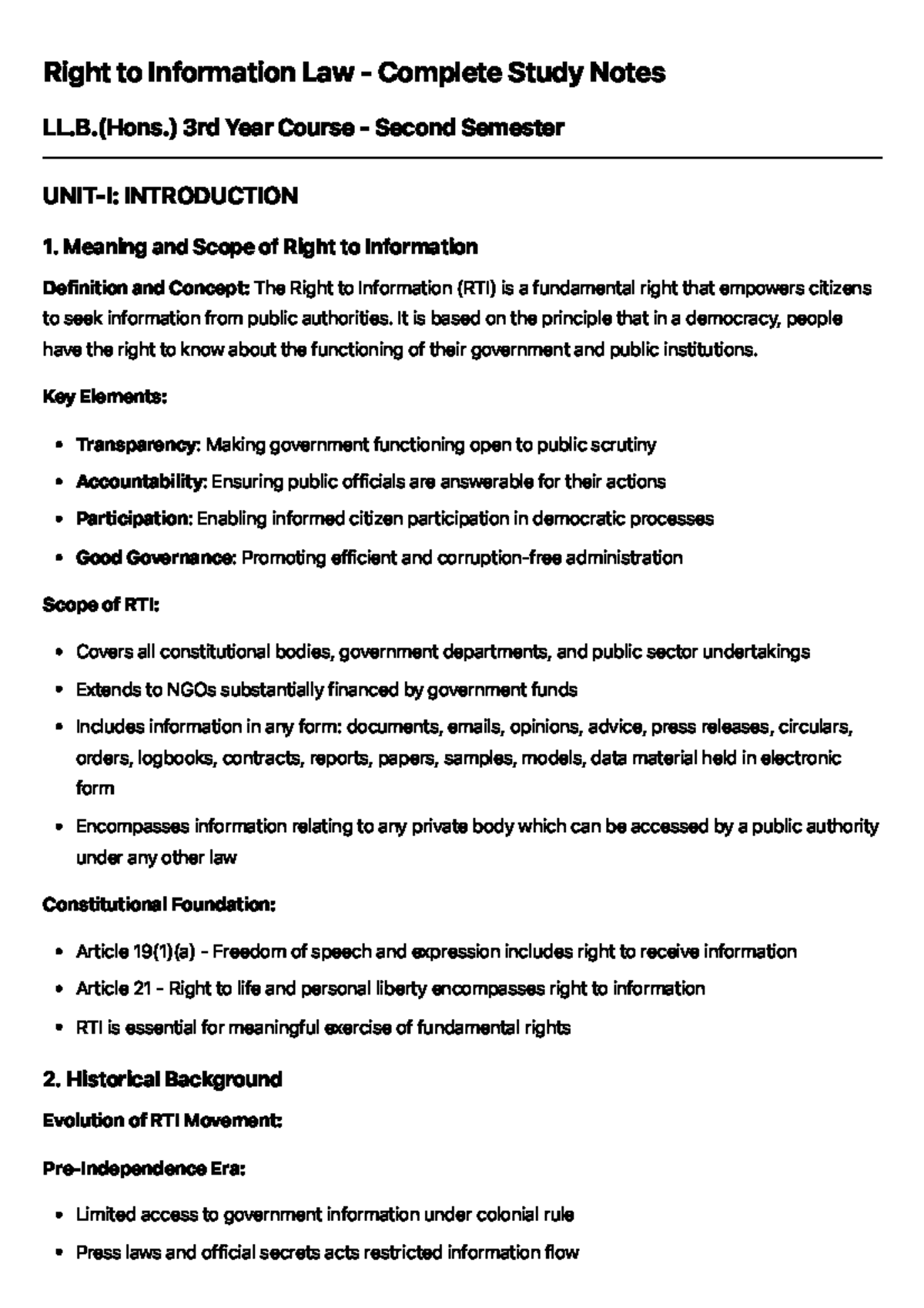 Complete Study Notes on Right to Information Act, 2005 - LL.B.(Hons ...
