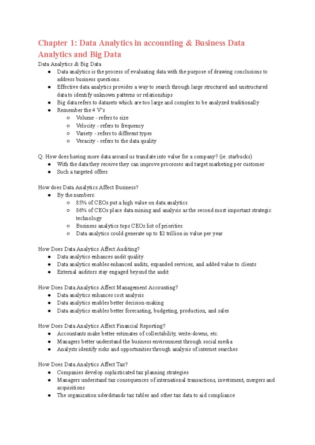 Data Analytics - Chapter 1 Overview and Key Insights - Studocu