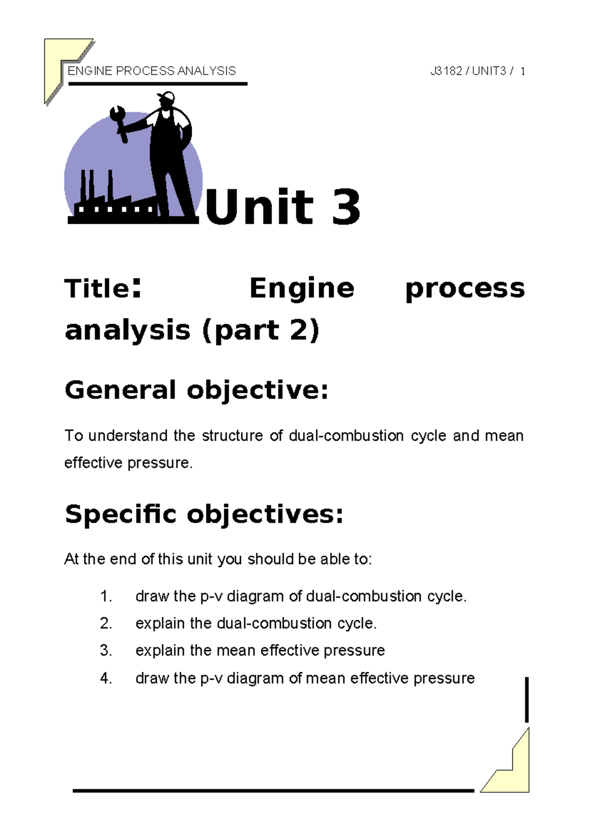 Unit3 - Lecture - Unit 3 Title: Engine process analysis (part 2 ...