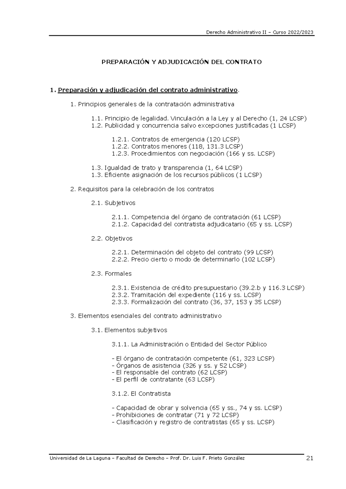 Preparación y Adjudicación de Contratos - Tema 6 (Derecho ...