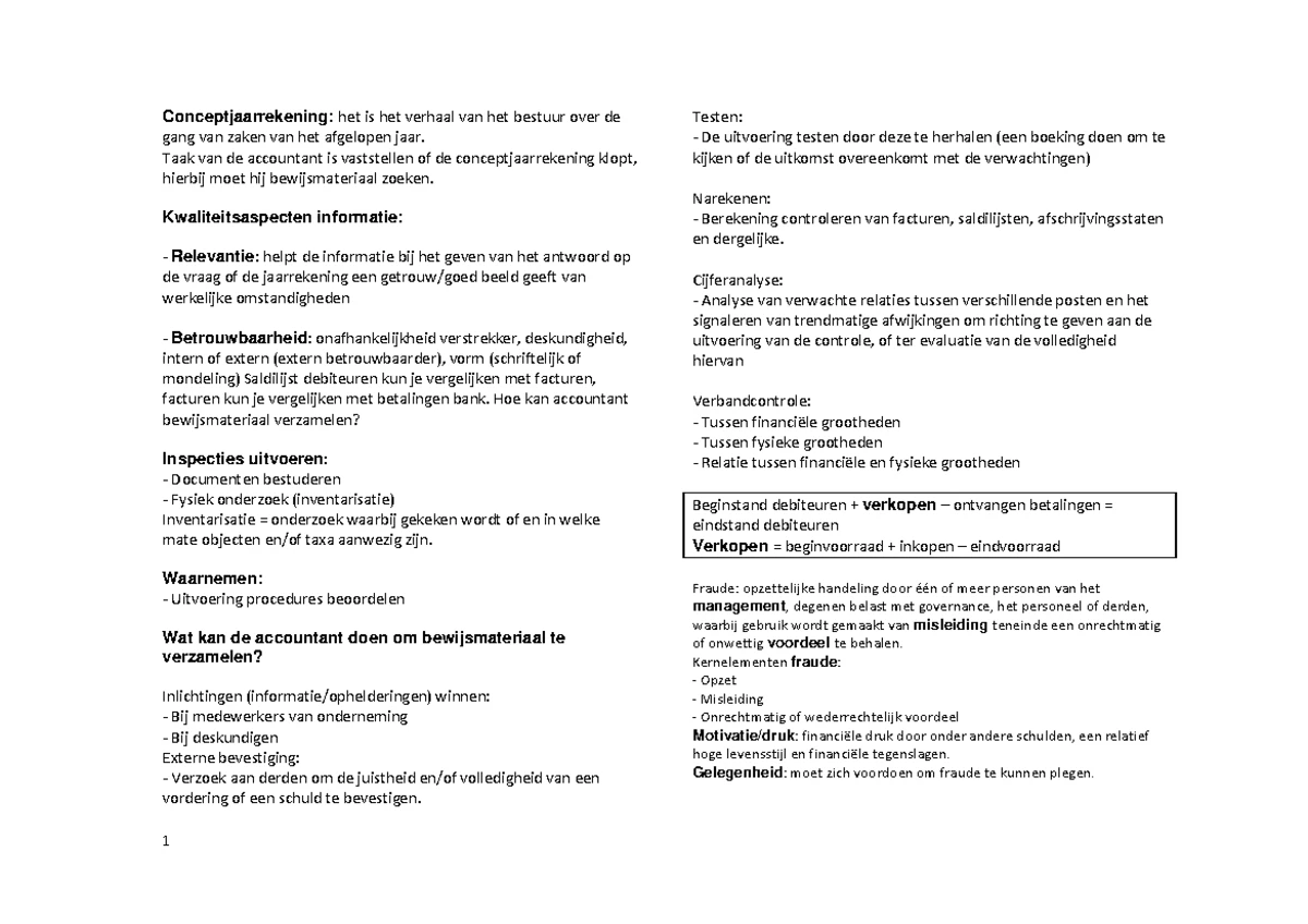 Alle controledoelstellingen - Alle controledoelstellingen Jaarrekening