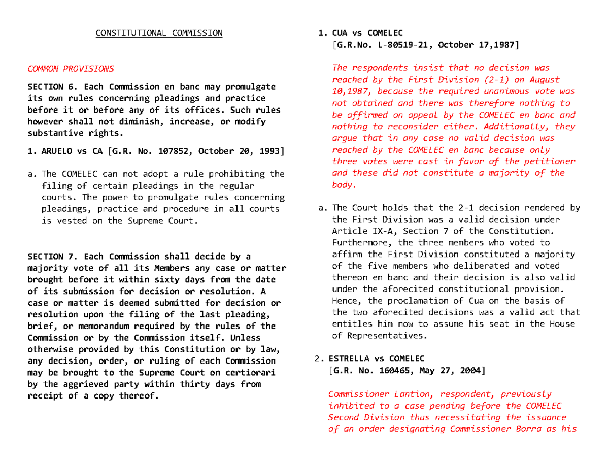 2. Case Digest on Constitutional Commission Provisions and ...