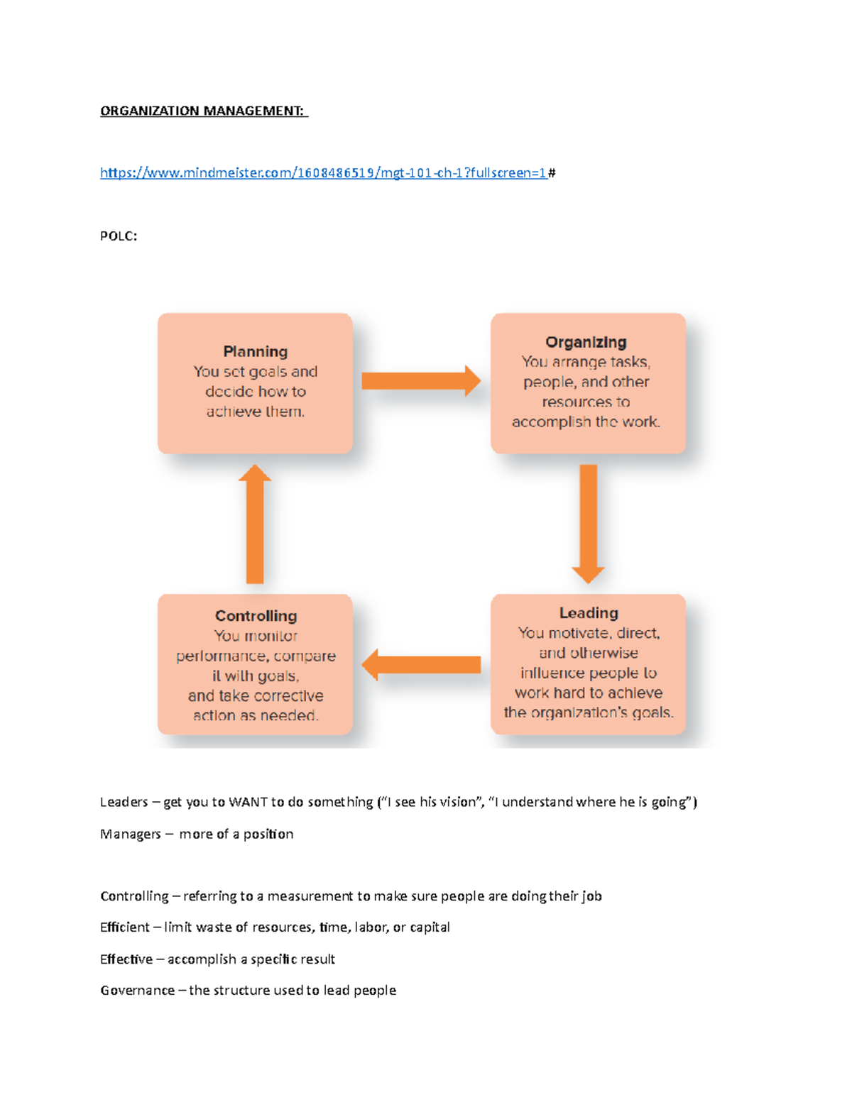MGT 101: Organization Management Overview and Key Concepts - Studocu