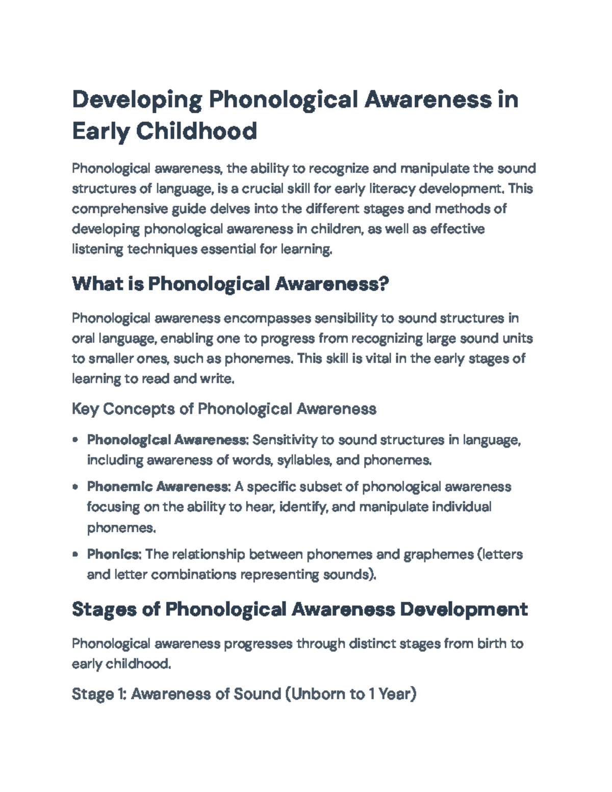 Developing Phonological Awareness Skills in Early Childhood Education ...