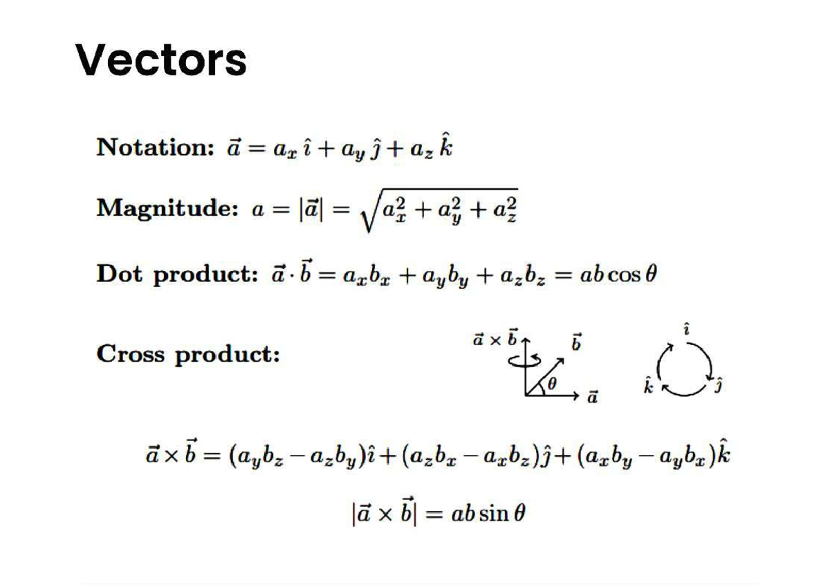 Physics Class 11th Formulae: Vectors, Kinematics, Work, and Waves - Studocu