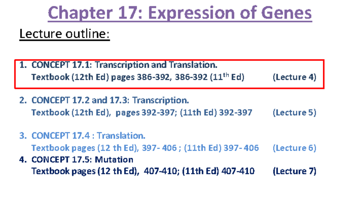 Chapter 17: Gene Expression & One Gene-One Enzyme Hypothesis (Lecture ...