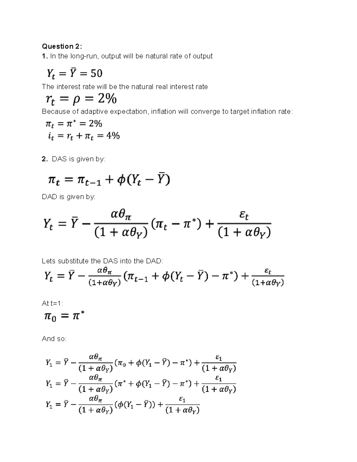 Macroeconomics Assignment 1: Question 2 Solution Analysis - Studocu