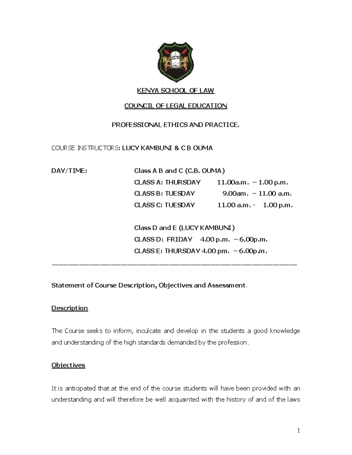 ATP 105 - Professional Ethics & Practice Course Outline - 2012 - Studocu