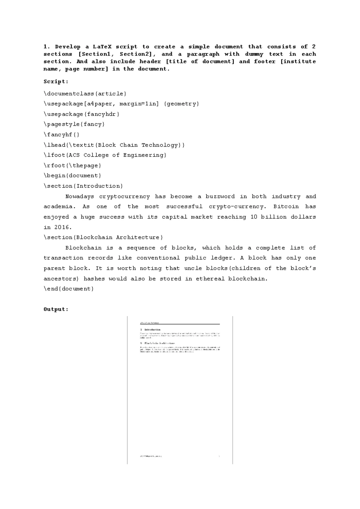 Program 12 - LaTeX Script for Blockchain Report and Article - Studocu